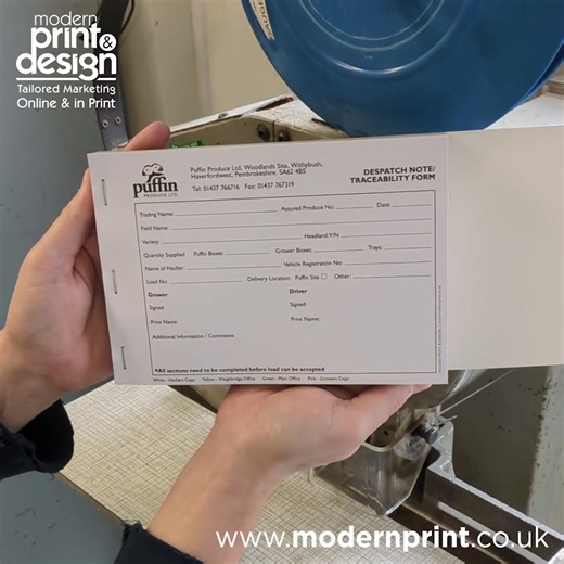 Our heavy duty stapler can stab through 20mm of paper or card and makes its own staples from the spool of wire feeding it. Here is is being used to staples carbonless books for Puffin Produce #Haverfordwest #Pembrokeshire. Web | Print | Design Tel 01646 682676. | Modern Print & Design, Website & Graphic Designers