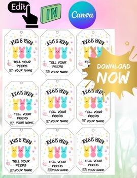 Editable Christian Easter Gift Tags Printable Editable Canva Easter Tags Sunday