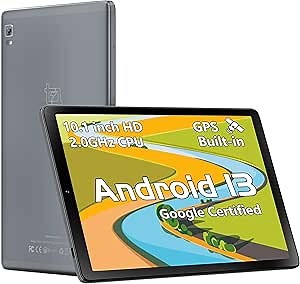 Latest Android 13 Tablet, 10.1 Inch Tablet with 2.0 GHz Quad-Core Processor, 64GB ROM, 1TB Expandable, Dual Auto Focus Camera with Face ID Unlock, GPS, Parental Control, 2.4G & 5G WiFi Tableta