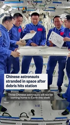 Three Chinese astronauts won’t be returning to Earth this week as planned, as officials say their spaceship capsule may have been hit with space debris, causing damage. The crew, which has been in space for six months, will stay on China’s space station while their spaceship goes through impact analysis and risk assessment. | NBC News