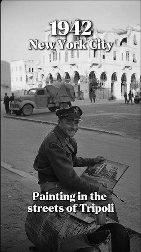 New York, Tripoli, 1942 — U.S. Army Artist at Work | Colorized Archival Footage