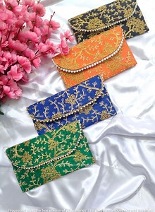 Wholesale Embroidered Silk Envelope Clutch Purse for Women, Inner Zipper Shagun Bag | Baby Shower, Housewarming & Wedding Return Gift - Etsy Canada