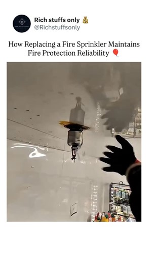 Rich Stuffs Only 👑 on Instagram: "Replacing a fire sprinkler exposes the condition of water inside the pipe system. Dark water forms from rust, corrosion, and sediment buildup over time. Standing water reacts with metal pipes and breaks material down from the inside. This buildup restricts flow and interferes with sprinkler activation during a fire. Replacing a fire sprinkler includes inspecting threads, sealing surfaces, and internal water quality. Routine replacement and inspection keep disch