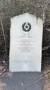 📍 Site of Lacy's Fort Near Alto in Cherokee County, Texas — The American South (West South Central) Inscription ⬇️ Built before 1835 as a home and trading post by Martin Lacy, Indian agent for the Mexican government. Used as a place of refuge after the massacre of the Killough family, October 5, 1838. Erected 1936 by State of Texas. (Marker Number 6838.) | Historicalindigenoussites