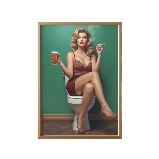 Retro Glam Woman on Toilet Print | Funny Feminine Bathroom Art (digital Download) - Etsy