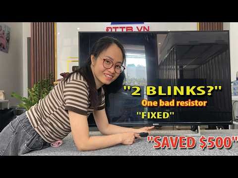 Sony TV Blinking Red Light 2 Times Girl Finds Bad Resistor on Main Board Fixed!