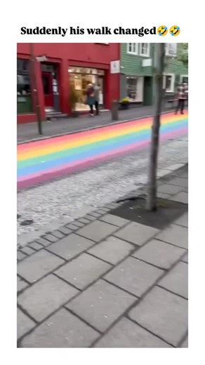 @scrollstop.vibe on Instagram: "- The video captures a moment in Reykjavík, Iceland, where a pedestrian crossing is painted with rainbow colors, symbolizing support for the LGBTQ+ community during Reykjavík Pride, an annual event that has been celebrated since 1999 and attracts up to 100,000 visitors. - The individual's change in walking style upon crossing the rainbow pavement is humorously highlighted, possibly reflecting a cultural or personal reaction to the vibrant and inclusive environment