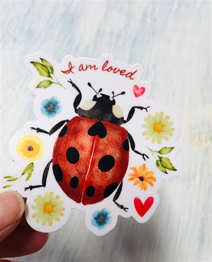 I Am Loved Sticker, Ladybug, Faith, Floral, Waterproof Vinyl, Original Design - Etsy