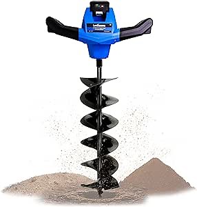 Landworks Earth Auger Power Head Steel 6" Inch x 30" Inch Bit Heavy Duty Electric Cordless Lithium Ion Battery for Earth Burrowing Drilling Post Hole Digging (Earth Auger 6" Inch Set)