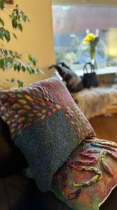 From projects leftovers to new cushions. #feltwithlena #wetfeltingtechnique #wetfelting #felting #felt #crafts #Nuno #wetfelted | Lena Archbold - Textile Art & Design