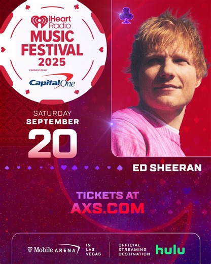Grab your friends and get tickets to see Ed Sheeran Sep. 20th at the 2025 iHeartRadio Music Festival in Vegas! 🩷🧸 Plus performances from Jelly Roll, GloRilla, Mariah Carey, The Offspring, Tim McGraw, and John Fogerty! 🔥 Don’t wait ... #iHeartFestival tickets are on sale NOW 👉 ihr.fm/saturdayIHRMFtix #VegasVibes #EdSheeranLive | iHeartRadio