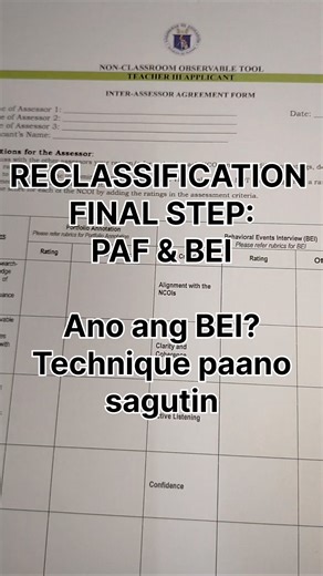 687K views · 7K reactions | RECLASSIFICATION LAST STEP: PAF & BEI Ano ang gagawin para maka perfect sa BEHAVIORAL EVENTS INTERVIEW? #fypシ゚ #reclassification #DepEdPromotion | Geraldine Delos Reyes | Facebook