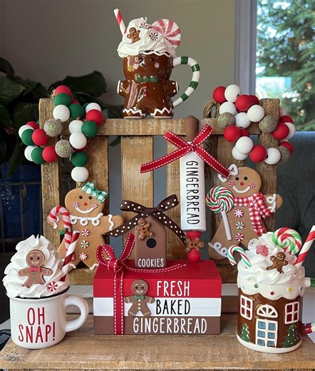 UPDATED & NEW ITEMS / Gingerbread / Gingerbread Decor / Christmas Decor / Gingerbread Tier Tray Decor / Fresh Baked Gingerbread - Etsy
