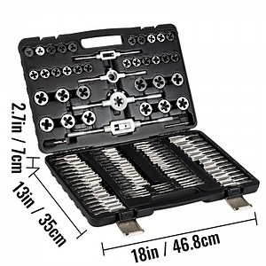 [Hot Item] 110 PCS Master Tap and Die Set #4-1/2'' Metric Size M3 to M12 Coarse and Fine Threads Threading Rethreadding Tool Kit Accessories