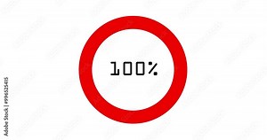 animation Circular progress bar with red color indicating completion 0% - 100%.