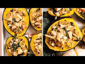 Stuffed Acorn Squash | vegetarian fall or Thanksgiving dinner recipe