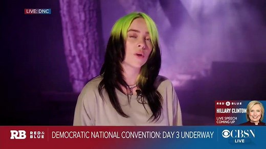 WATCH: Billie Eilish speaks at DNC before performing "My Future," telling viewers to register and vote for Joe Biden. "You don't need me to tell you things are a mess...We all have to vote like our lives and the world depend on it, because they do" | CBS News