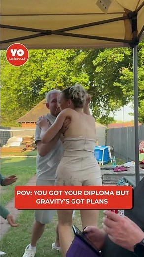 When Your Graduation Toss Becomes a Full-On Pool Party Splash! 🎓💦