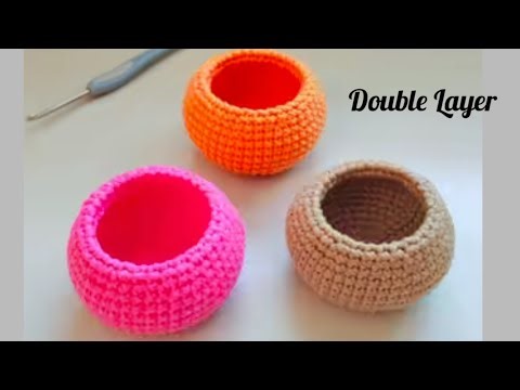 Two in One !! Double Layered | Crochet Flower Pot | Storage Box! Tutorial For Beginners