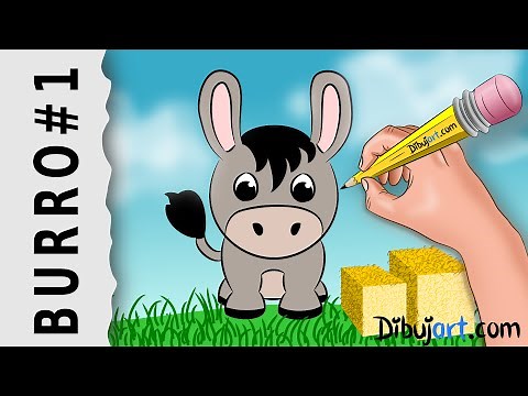 Cómo dibujar un Burro fácil paso a paso #1 — Dibujos de la Granja para niños