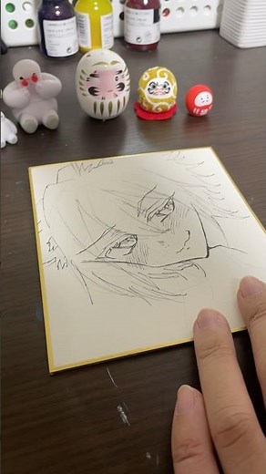 コミティアに持っていく色紙を描く！2 #アナログ #イラスト #art #色紙 #イラストメイキング