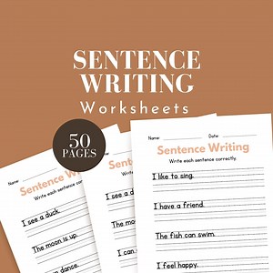 Sentences 1st Grade Practice Worksheet Writing Printable Sentence Writing Instant Download Writing Practice Sheet Kindergarten Write Fluency - Etsy