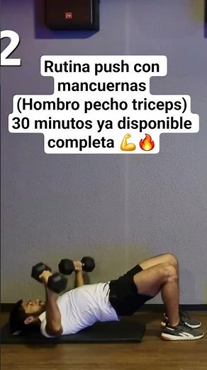 rutina push con mancuernas 💪 ejercicios para hombro pecho y tricpes en casa 30 minutos
