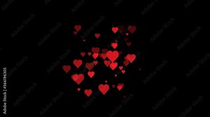 Heart shape burst animation video with transparent background