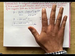 Exercise 4.4 A horizontal overhead power line carries a current of 90 A in east to west direction.