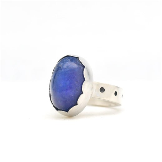 Tanzanite Ring Handmade in Sterling Silver, Made in USA Minimalist Modern Southwest Jewelry Blue Gemstone - Etsy