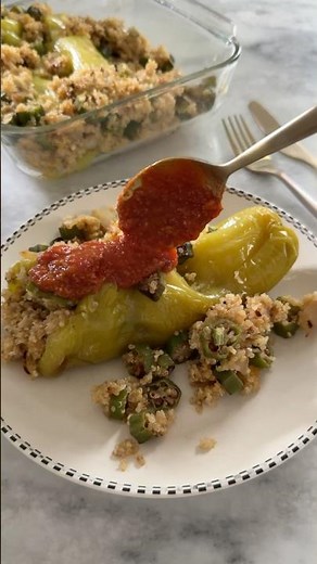 Cheesy Stuffed Cubanelle Peppers 🌱🫑 Easy & Flavorful Dinner Recipe - Happy Bake Day