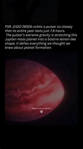 universe adventure on Instagram: "The exoplanet PSR J2322-2650b, which orbits a pulsar, may look like. Because of its extremely tight orbit, the planet's entire year, the time it takes to go around the pulsar, is just 7.8 hours. Gravitational forces from the much heavier pulsar are pulling the Jupiter-mass world into this bizarre lemon shape. This planet, studied with NASA's James Webb Space Telescope, appears to have an exotic helium-and-carbon-dominated atmosphere unlike any ever seen before.