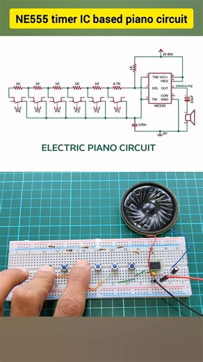 electronic piano using NE555 timer IC #diy #circuit #shorts