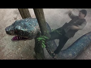 The fainting giant snake suddenly awakens! The man rides the giant snake on a rampage!