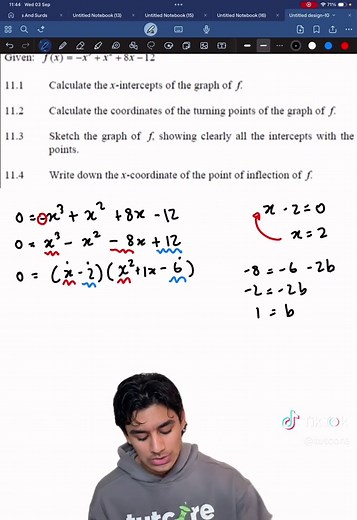 Finding X and Y Intercepts of Cubic Functions