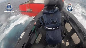 The moment Australian authorities intercepted a drug-filled fishing vessel off the NSW coast near Newcastle. The AFP, NSW Police Force and Australian Border Force investigation has led to the arrest of three men and seizure of hundreds of kilograms of cocaine. Read more: https://www.afp.gov.au/news-media/media-releases/trio-arrested-authorities-make-large-scale-drug-seizure-nsw-coast | Australian Federal Police