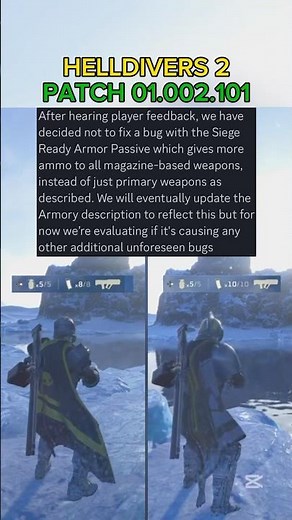Siege Ready Armor Passive Buff After Patch 01.002.101 - Helldivers 2