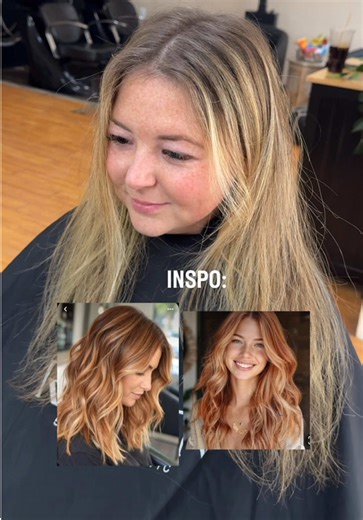 strawberry hair & money pieces 🍓🔥 @Redken Pro SEQ 05C 06GG few drops 05CB for lowlights and root melt 🍓 Redken Blonde IQ for lightener • • #Strawberryblonde #copperhair #moneypiece #redkenpro #redkenshadeseq