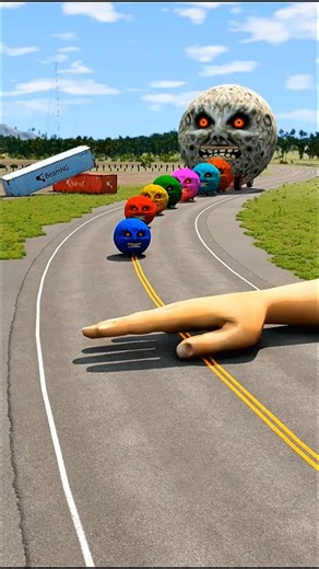 Big & Small Moon Monster Cars vs Giant Massive Hand Slap 😂 in BeamNG.drive - BNG Games