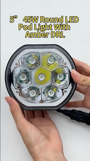 5" 45W Round LED Pod Lights with Amber Halo – Linkable LED Light Bar for Off-Road Trucks, 4x4 Jeep,