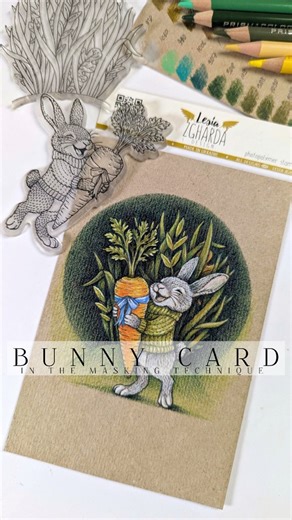 How to make a stamped card using the masking technique ✨ A short video with my creative process — combining two stamps into one cosy scene. Enjoy watching and get inspired! Hugs, Lesia 🫶🏻🐇🥕 | Lesia Zgharda Golden Stamps