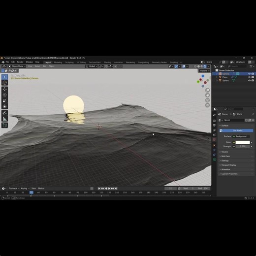 3D made Ocean view (my first project in blender) #trending #artistation #blenderstudio #shorts