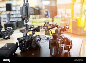 Behind the scenes of filming movies and video products, setting up equipment for shooting video and sound. The concept of producing video content for Stock Photo - Alamy