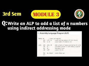 VTU | DDCO | 3rd Sem | BCS302 | Module 3 | ALP to Add n Numbers | Indirect Addressing Mode | PYQ,MQP