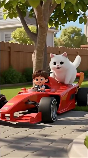 🐱 White Cat Driving a Beautiful Red Car | Ultra Realistic 8K Cinematic Video |😺🚗 racing car #funny