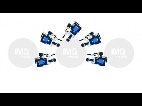 Surveillance video cameras pointing inward 2D cartoon object animation