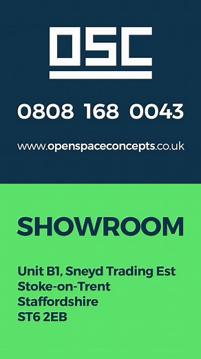 The only outdoor living showroom in the UK that allows you to compare side by side all of your options under one roof when quality is at the forefront of your decision making. 📍 Showroom - Unit B1 Sneyd Trading Estate, Stoke-on-Trent, Staffordshire, ST6 2EB ☎️ 0808 168 0043 🚛 Nationwide Installations | Open Space Concepts