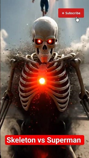 Superman vs Skeleton – Epic Battle in 12 Seconds! 💥 #shorts #aivideo #viral #skeleton