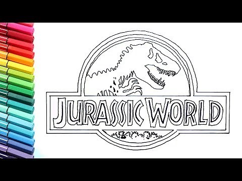 Drawing and Coloring Jurassic World Logo - Dinosaurs Color Pages for Childrens