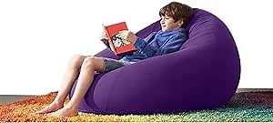 Yogibo Pod Bean Bag Chair for Kids, Teens, and Adults, Plush, Soft, Compact Small Beanbag, Measures 3'x3'x4', Bright Purple